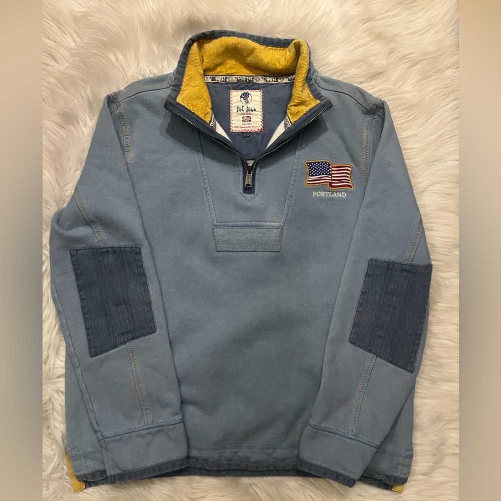 Fat Face Blue and Yellow Striped Top
